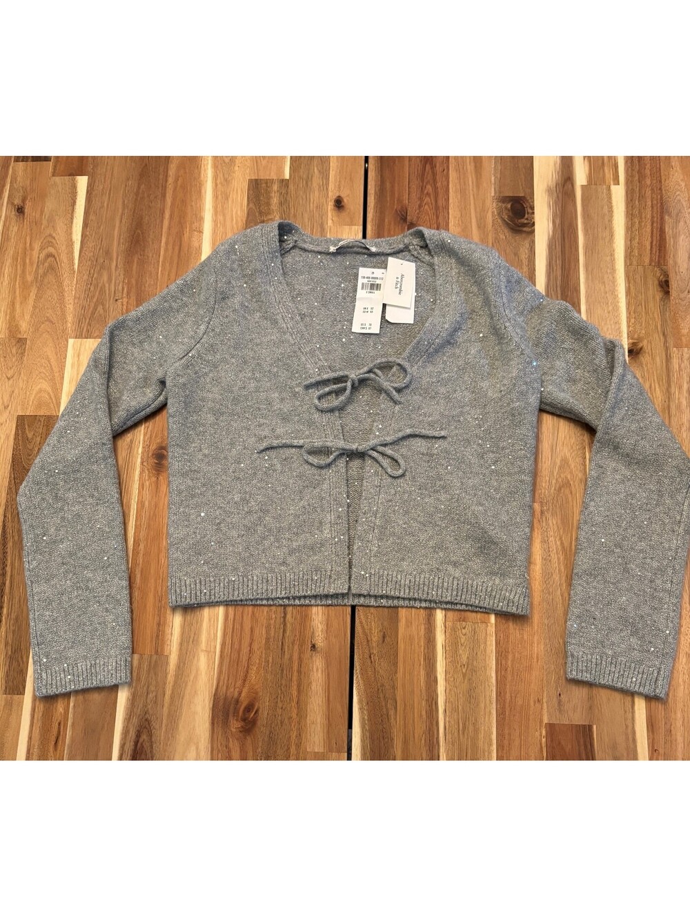Abercrombie & Fitch Gray Sequin Tie Front Cardigan Sweater XS NWT (2138)